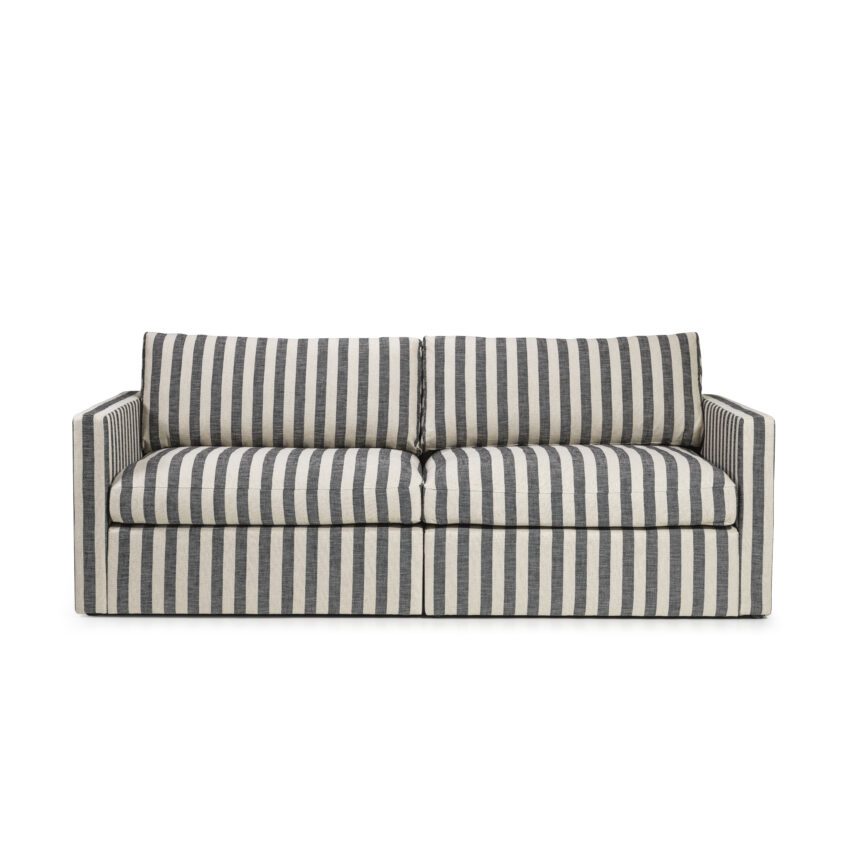 Lucie striped 2-seater sofa in linen from Melimeli