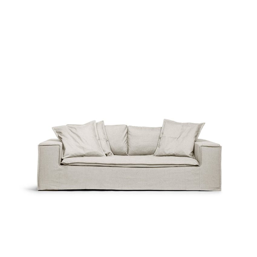Luca 2-Seater Off White is a light grey/beige sofa in linen from Melimeli