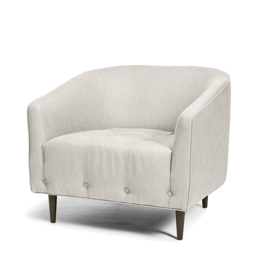 Beautiful armchair in beige grey linen fabric from Melimeli
