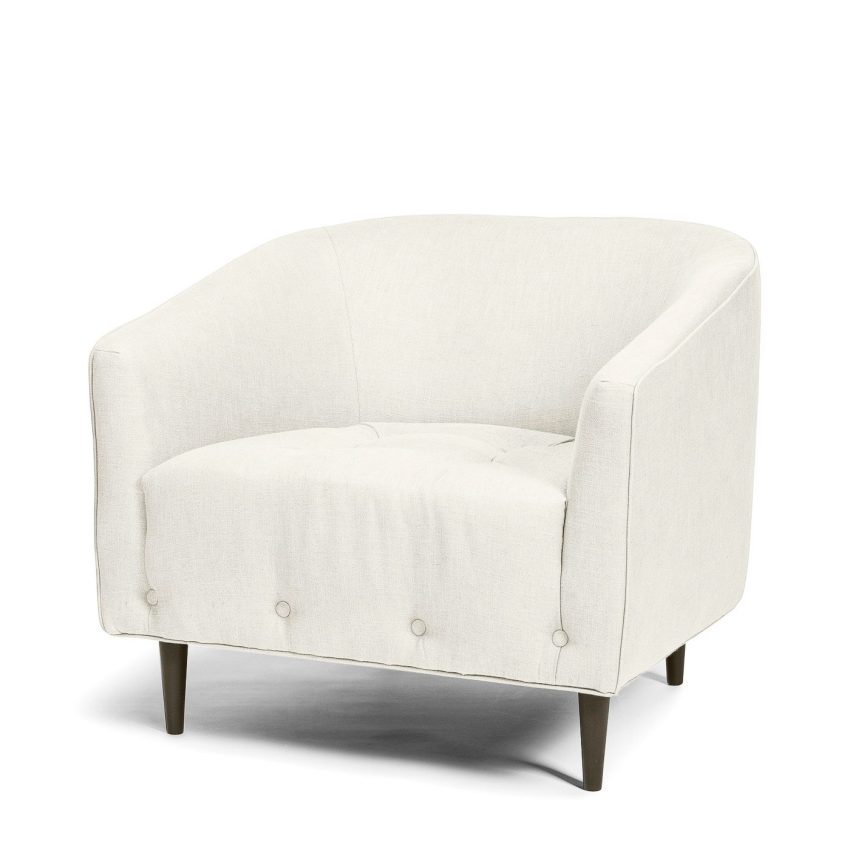 Carla armchair in white linen from Melimeli