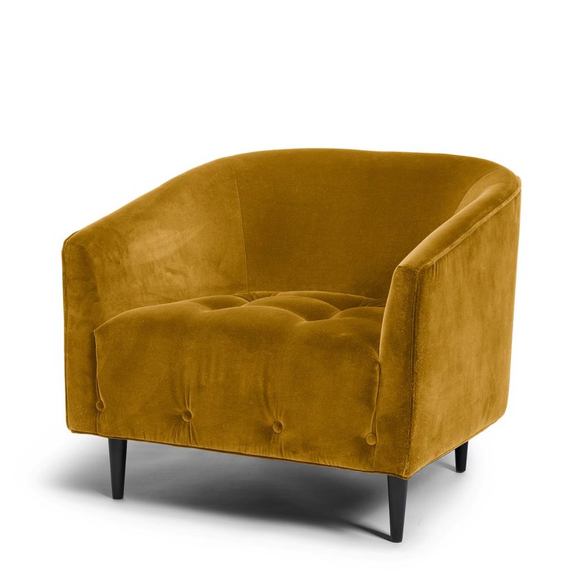 Beautiful armchair in yellow velvet from Melimeli