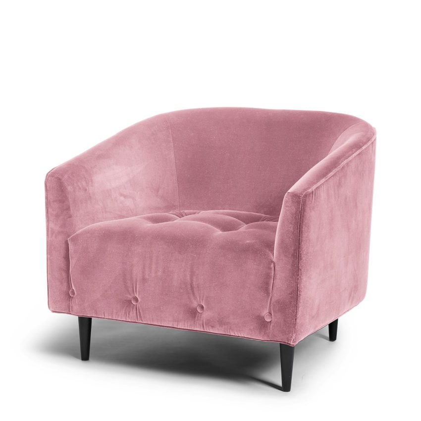 Armchair in pink velvet from Melimeli