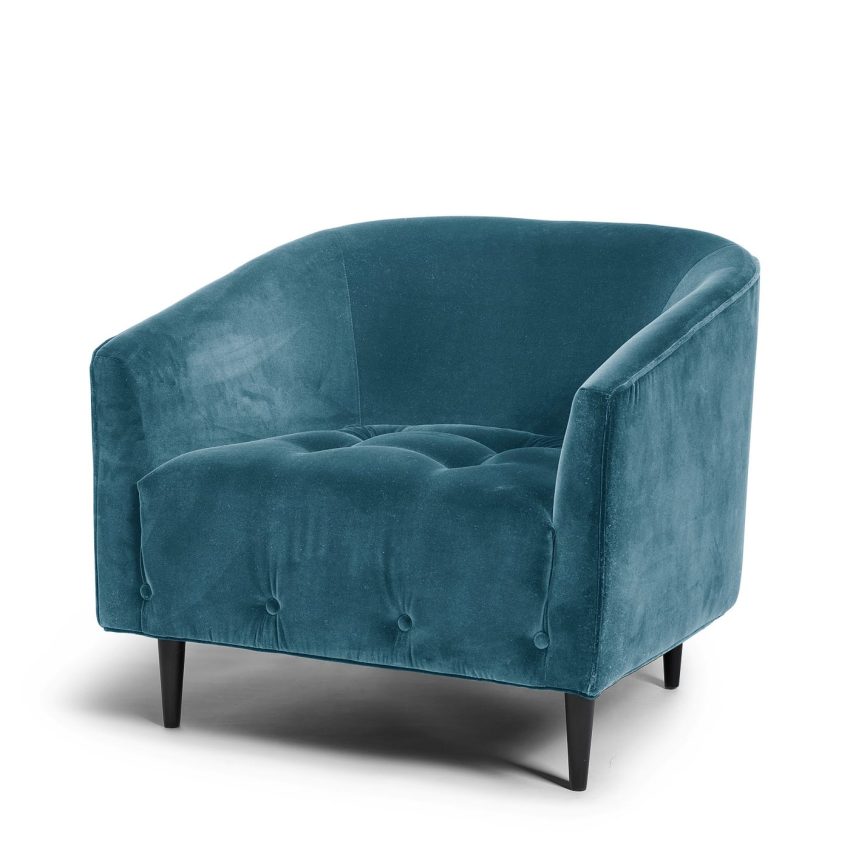 Beautiful armchair in blue/green velvet from Melimeli