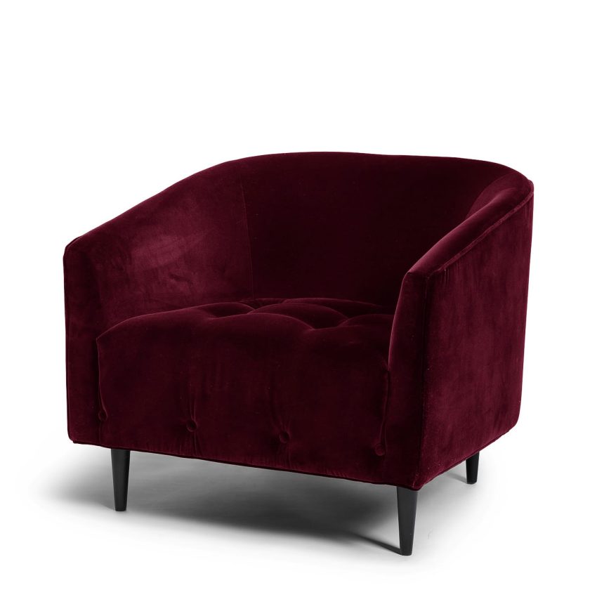 Beautiful armchair in burgundy velvet from Melimeli