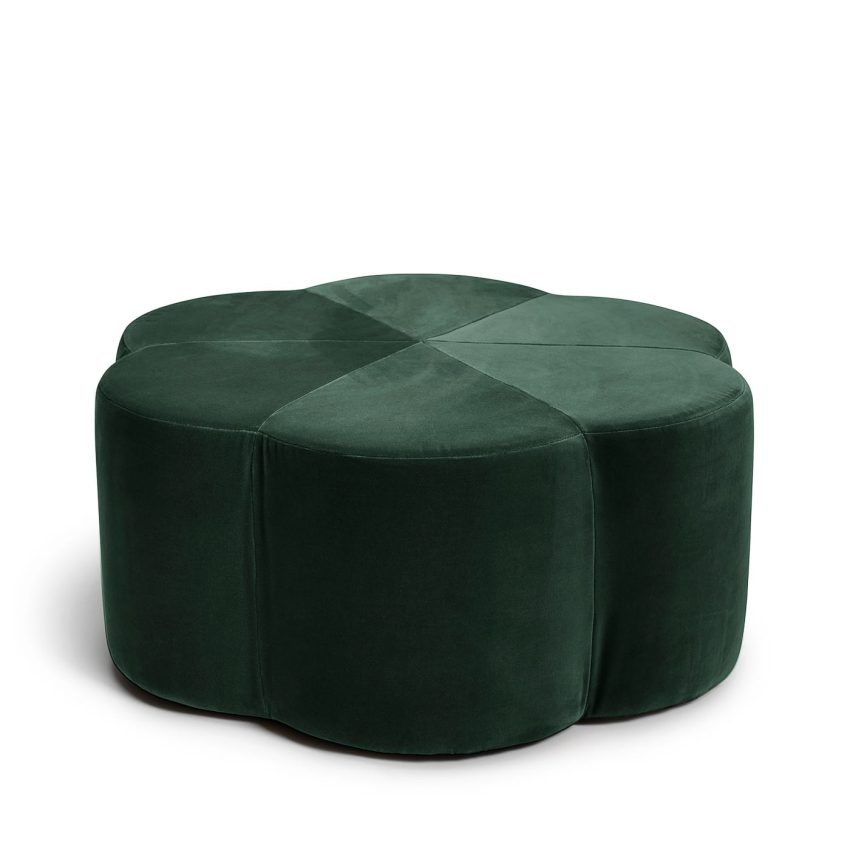 Footstool in green velvet from Melimeli