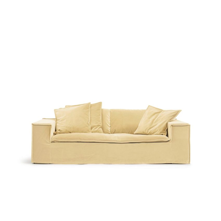 Luca 2-seters sofa Creme er en lys gul fløyelssofa fra Melimeli
