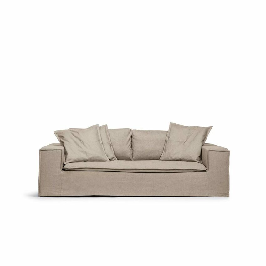 Luca 2-Seat Sofa Khaki is a beige sofa in linen from Melimeli