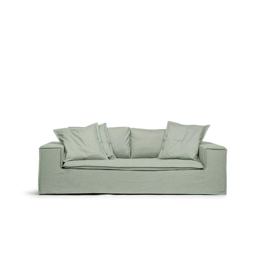 Luca 2-Seater Pistachio is a green sofa in linen from Melimeli