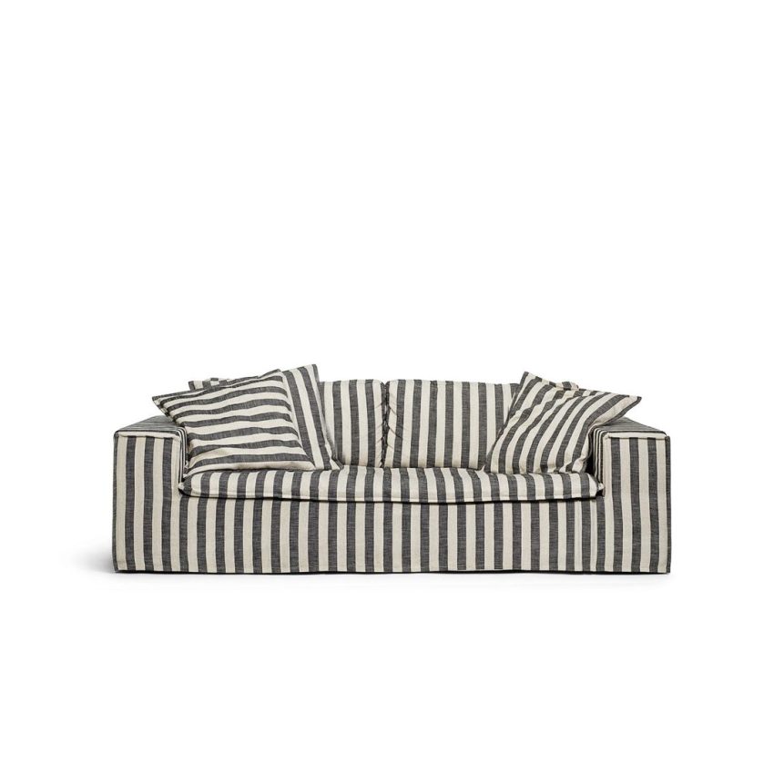 Luca 2-Seater Striped is a light grey/beige sofa with black stripes in linen from Melimeli