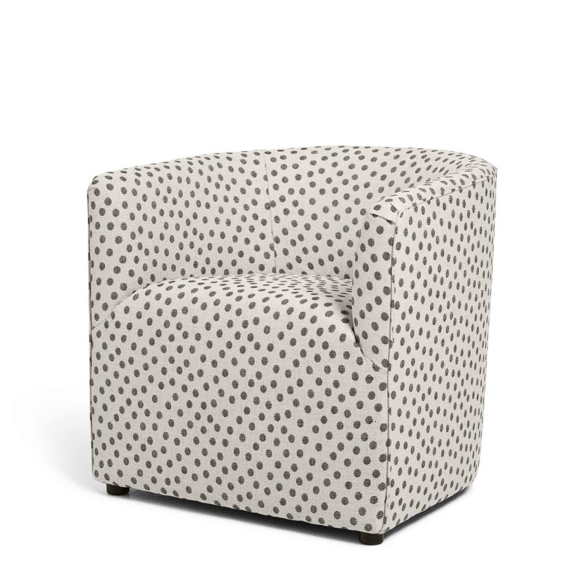 dots armchair in black and white linen fabric from Melimeli