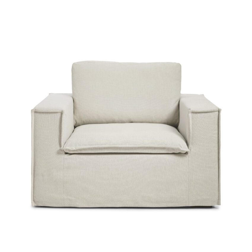 Luca Armchair Off White Armchair with stylish design and removable upholstery
