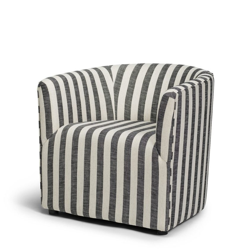 Striped linen armchair in black and white from Melimeli