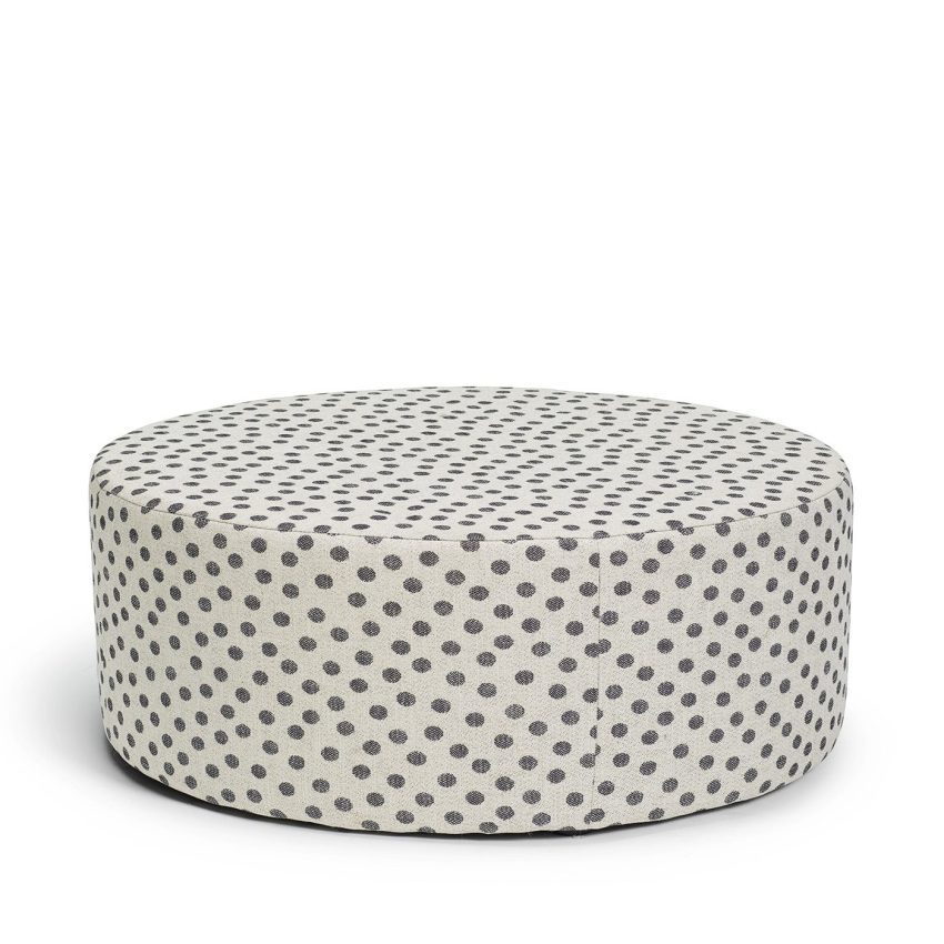 Blanca footstool seat pouf puff dots black dots linen Melimeli