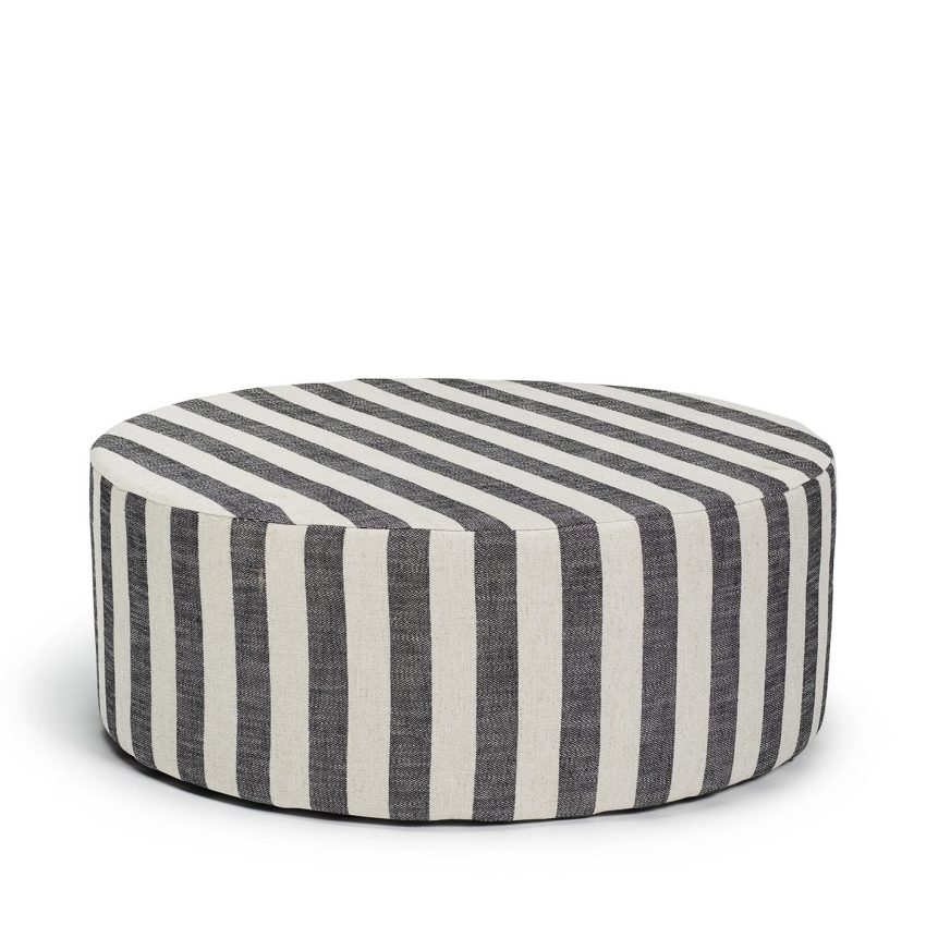 Blanca footstool seatpuff puff striped black stripes linen Melimeli