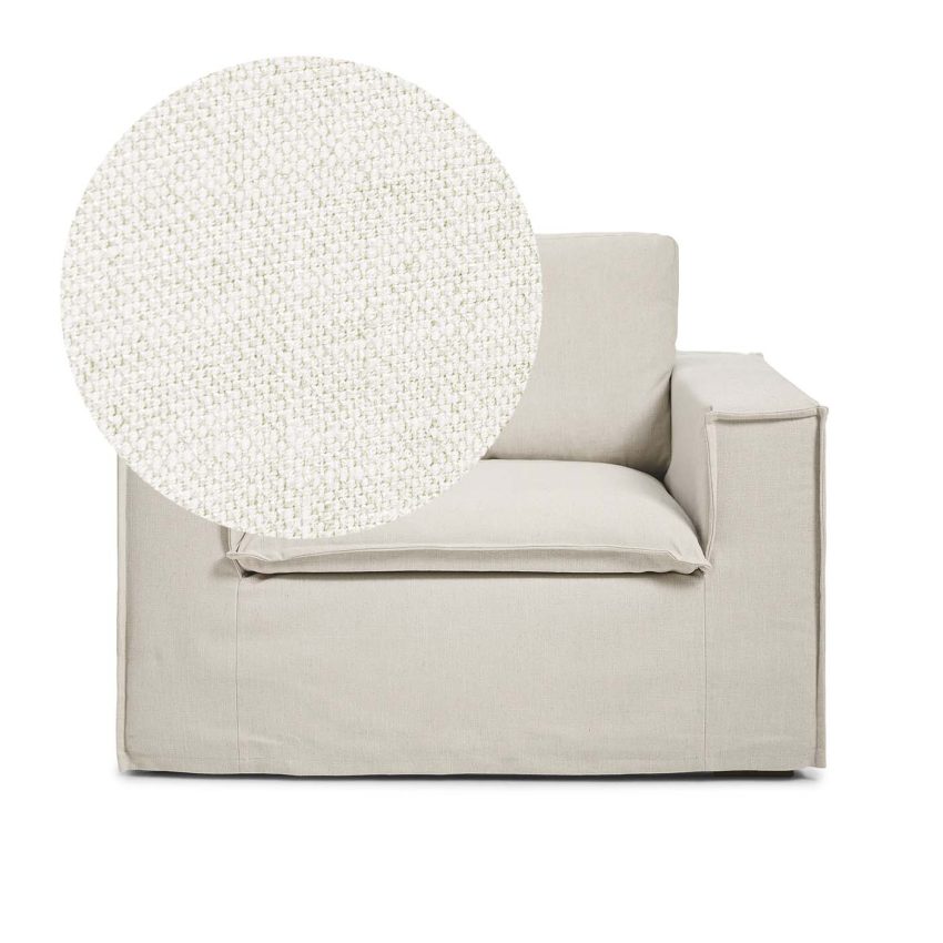 Luca Armchair True White is a spacious armchair in white linen from Melimeli