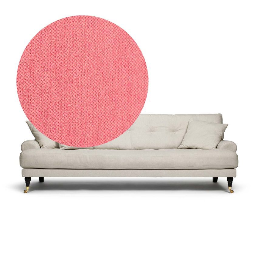 Blanca 3-Seat Sofa Coral is a small sofa in coral red chenille from Melimeli