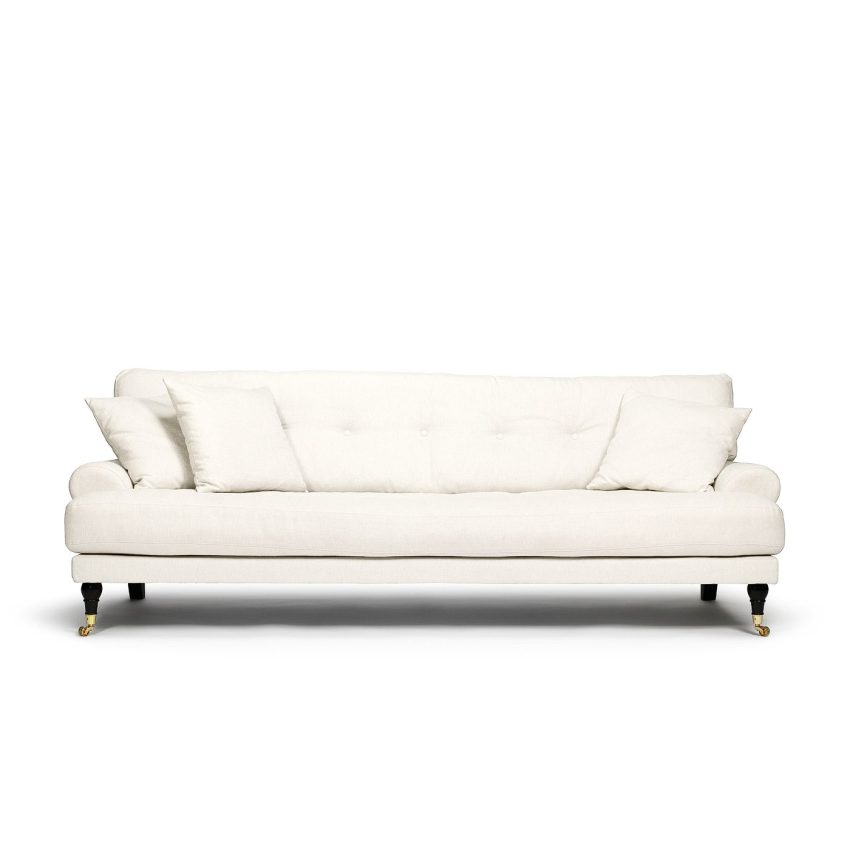 Blanca 3-Sitssoffa True White är en Howard-soffa i vit linne från Melimeli