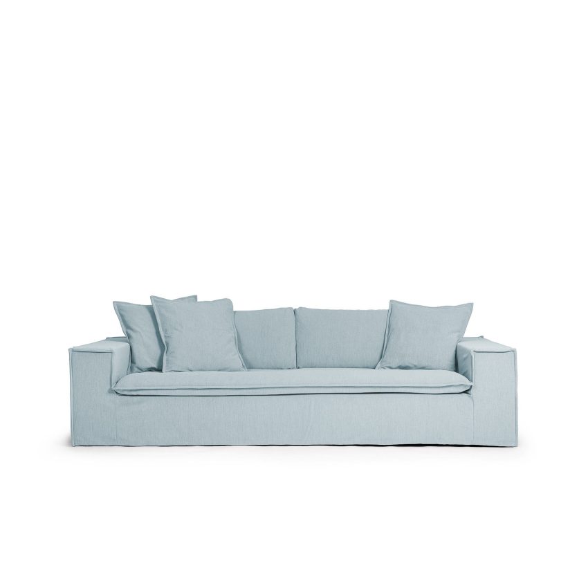 Luca 3-Seater Sofa Baby Blue is a light blue chenille sofa from Melimeli