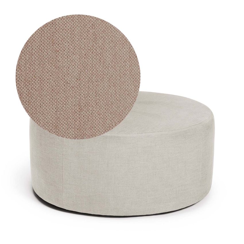 Blanca Footstool Elephant is a round footstool in light brown chenille from Melimeli