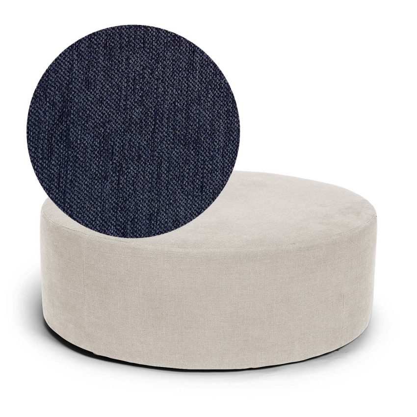 Blanca Footstool Midnight 90 cm is a round footstool in dark blue chenille from Melimeli