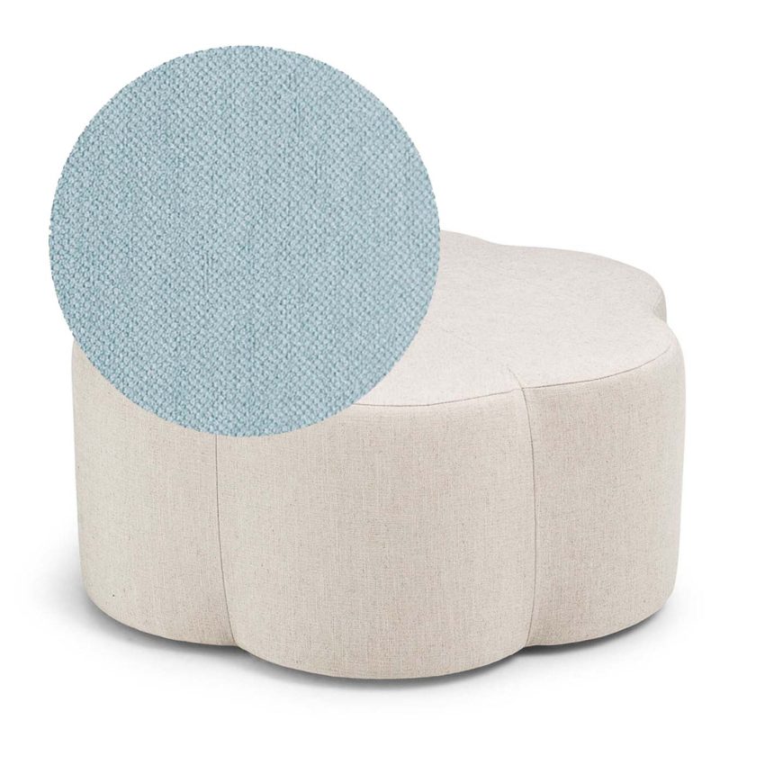 Flora Footstool Baby Blue is a small seat pouf in light blue chenille from Melimeli