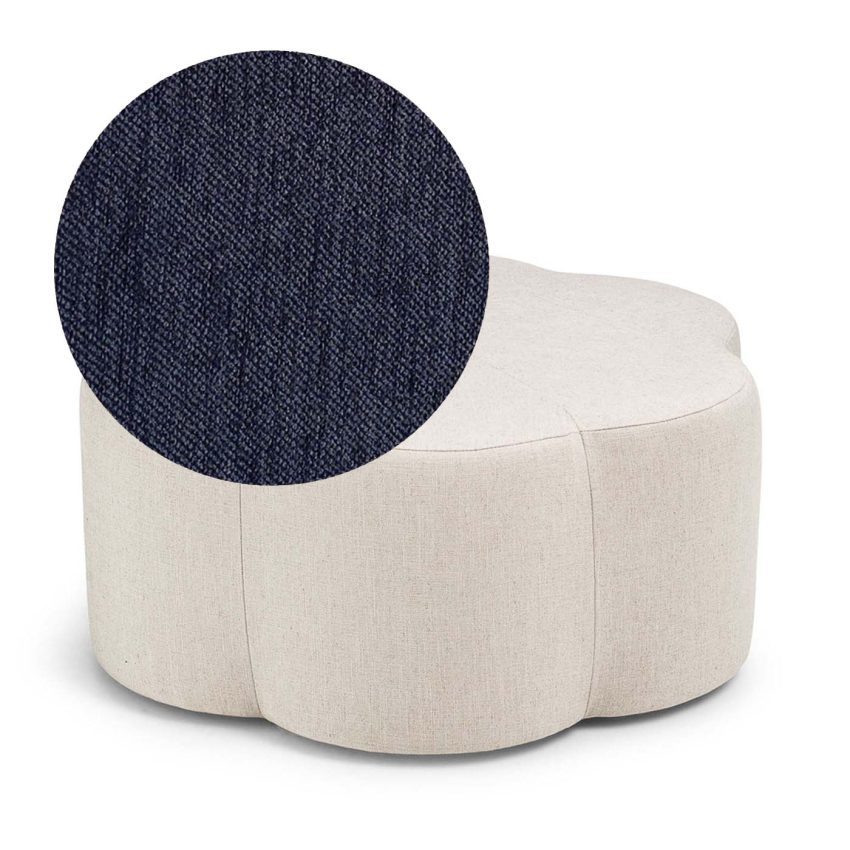 Flora Footstool Midnight is a small seat pouf in dark blue chenille from Melimeli