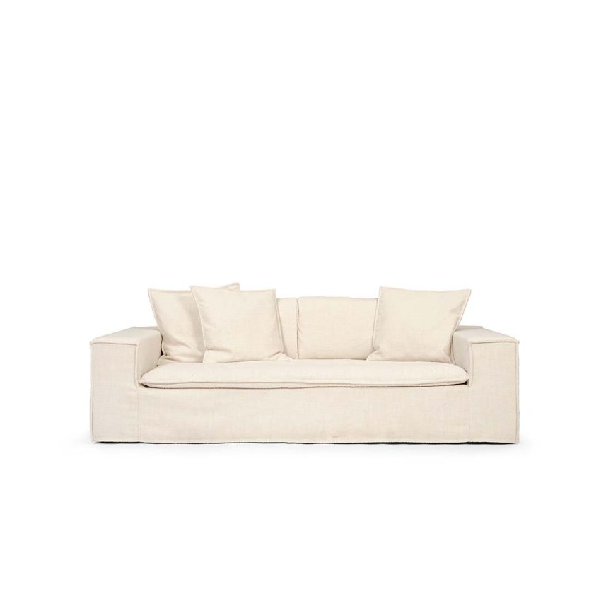 Luca 2-Seater Eggshell is a creamy white bouclé sofa from Melimeli