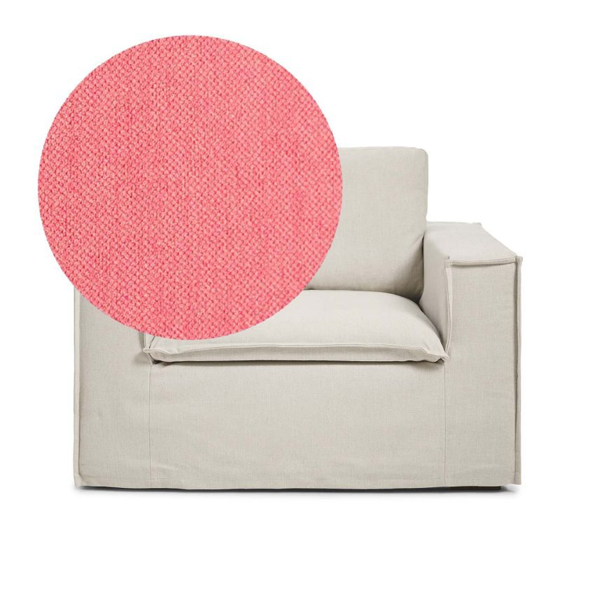 Luca Armchair Coral is a spacious armchair in coral red chenille from Melimeli