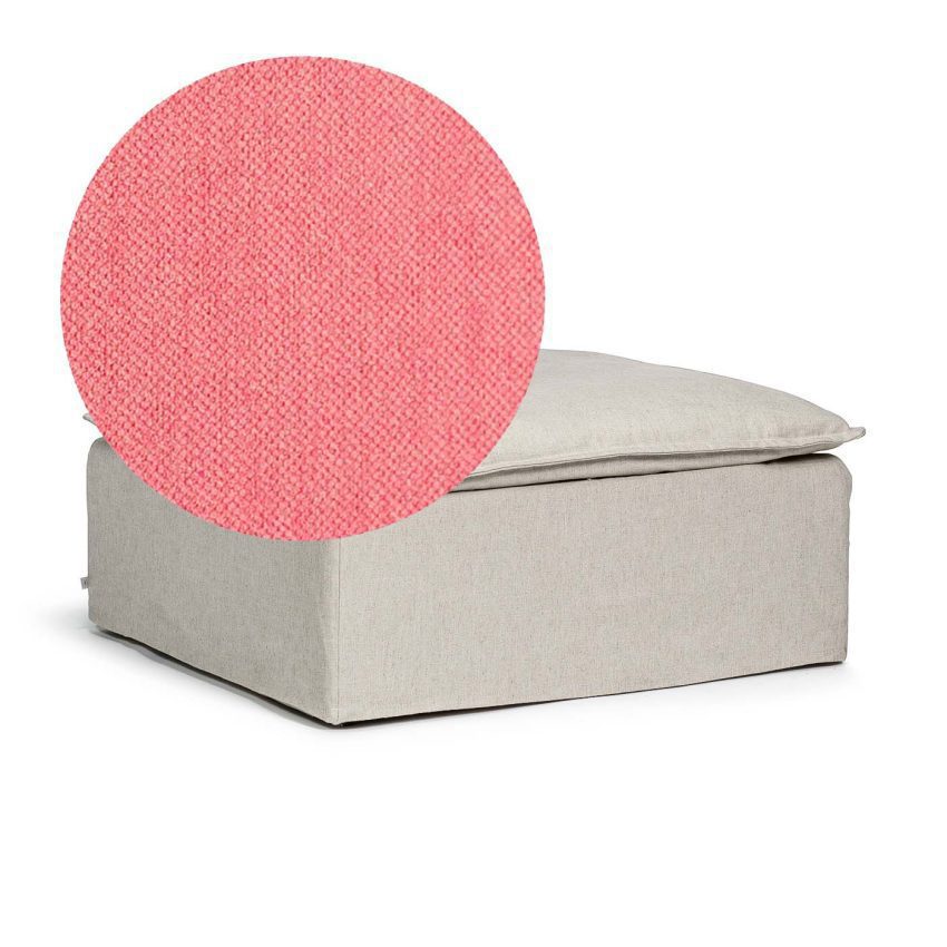 Luca Footstool Coral is a square footstool in coral red chenille from Melimeli