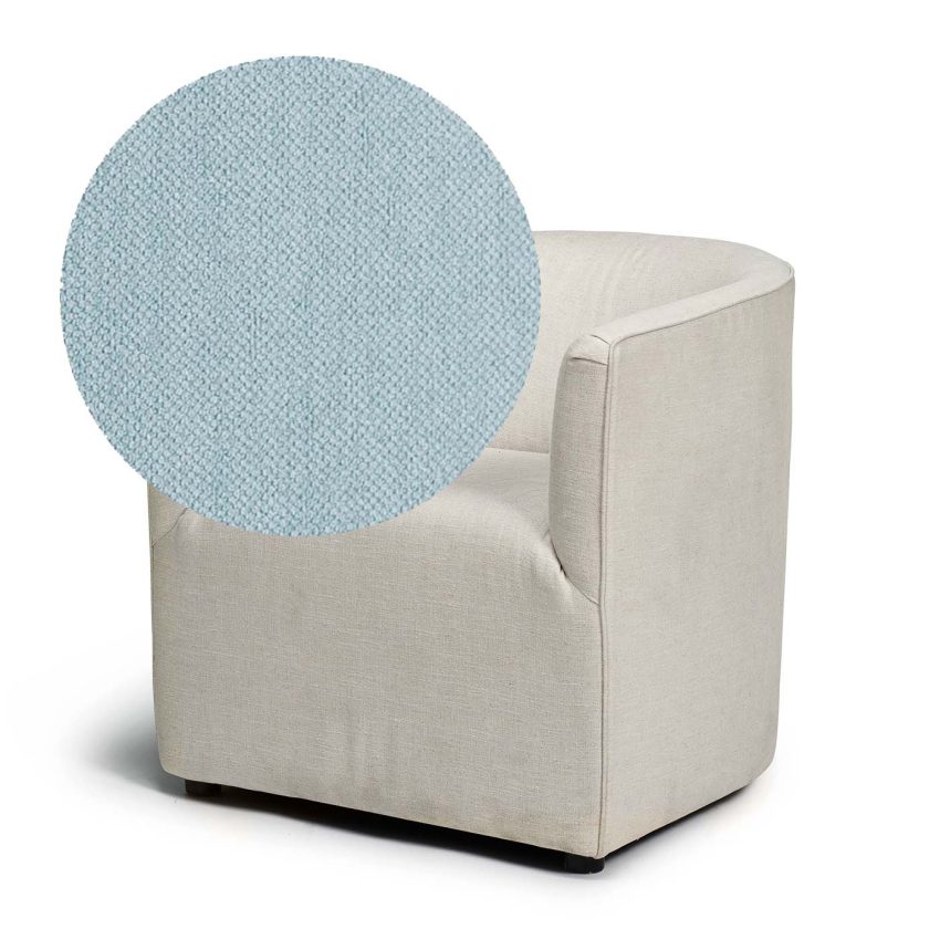 Vivi Armchair Baby Blue is a small armchair in light blue chenille from Melimeli
