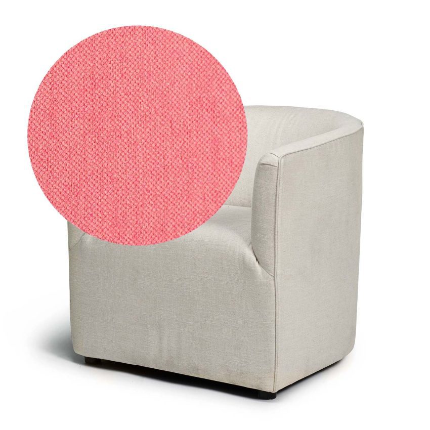 Vivi Armchair Coral is a small armchair in coral red chenille from Melimeli