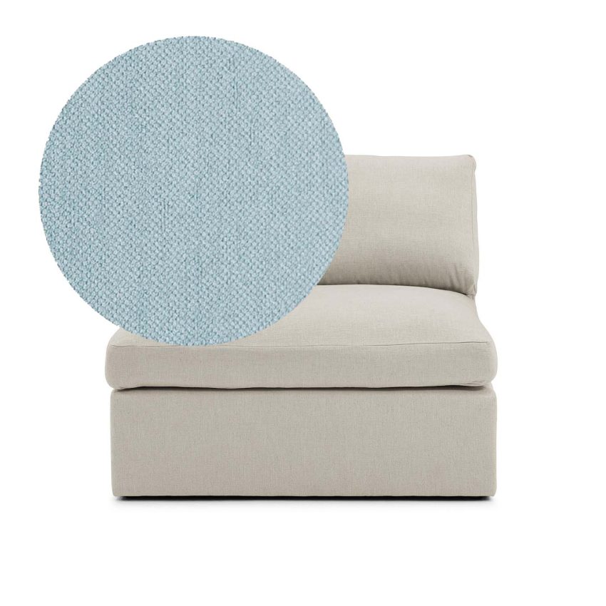 Lucie Armchair Baby Blue is a spacious armchair in light blue chenille from Melimeli