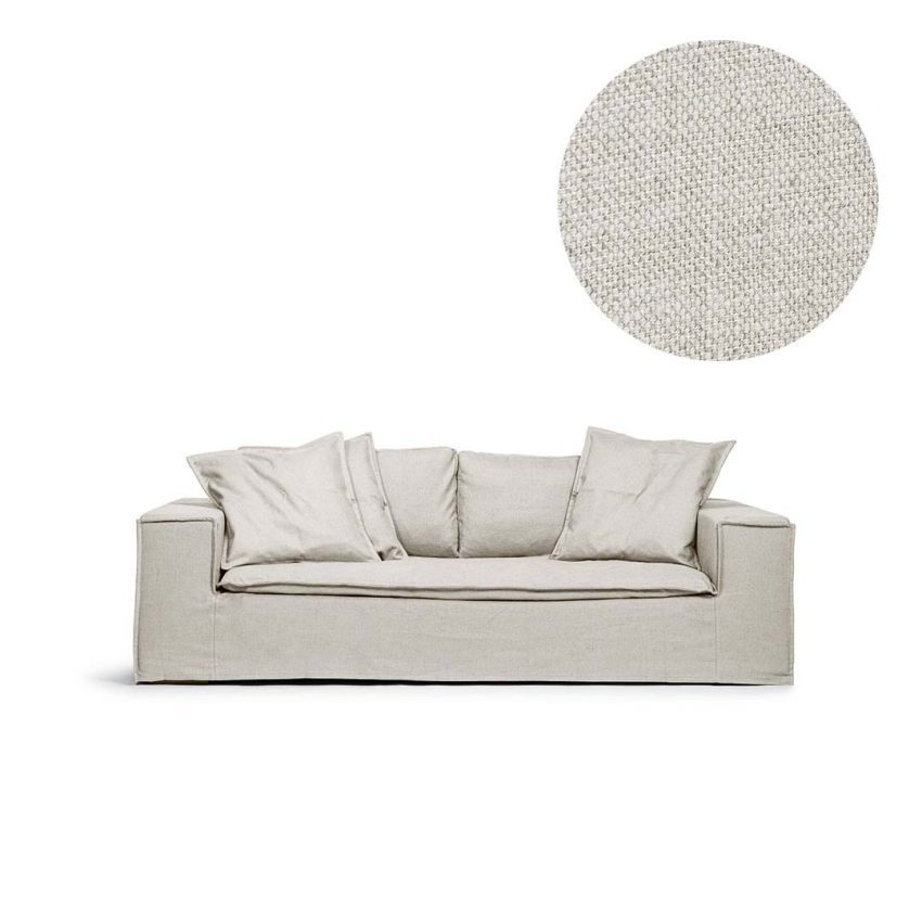 Upholstery in light grey linen for Luca 2-Seater Off White from Melimeli