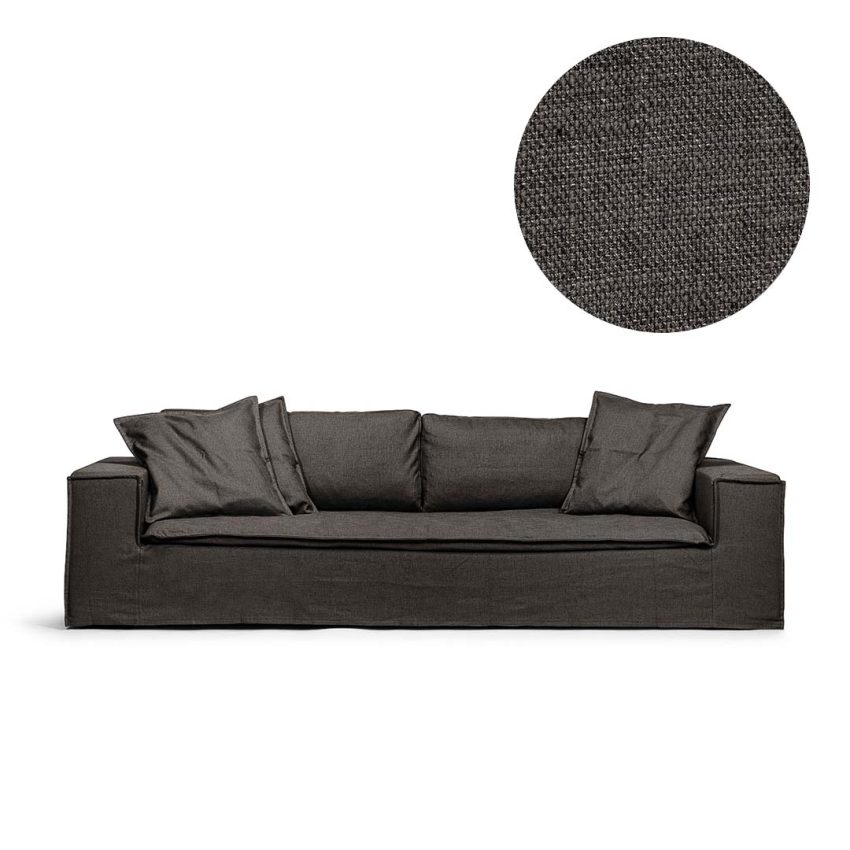 Upholstery in grey linen for Luca 3-Seater from Melimeli