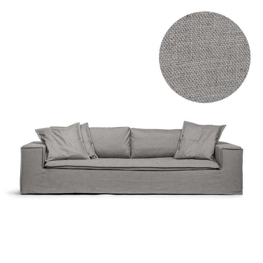 Upholstery in grey linen for Luca 3-Seater from Melimeli