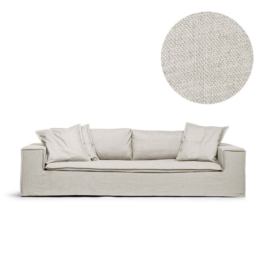 Upholstery in light grey linen for Luca 3-Seater from Melimeli