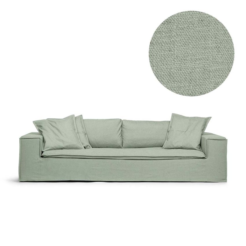 Upholstery in green linen for Luca 3-Seat Sofa from Melimeli
