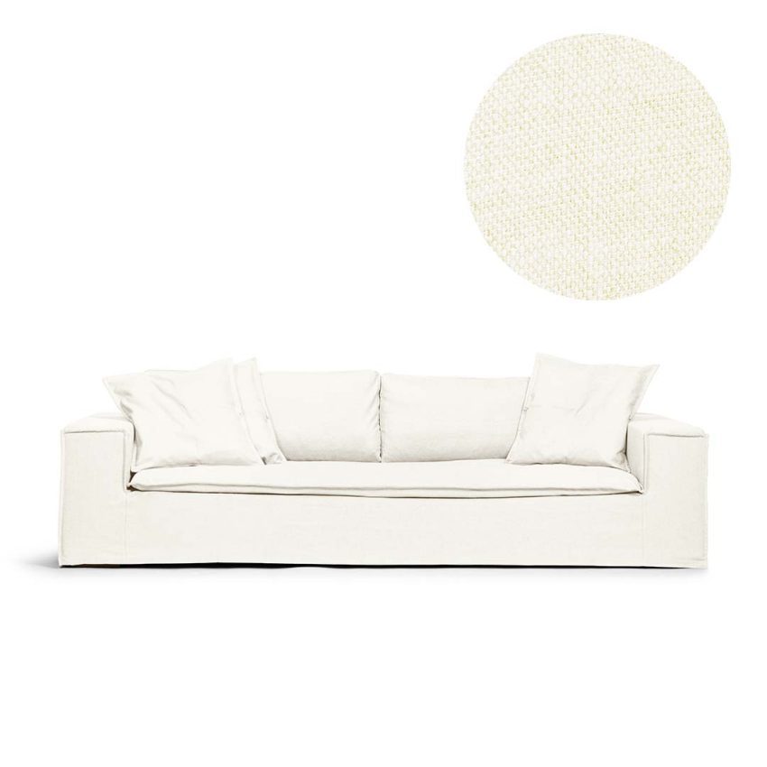 Upholstery in white linen for Luca 3-Seat Sofa from Melimeli