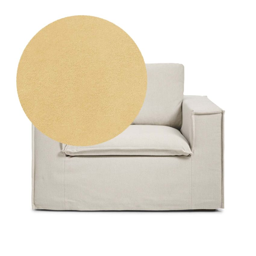 Luca Armchair Creme is a spacious armchair in light yellow velvet from Melimeli