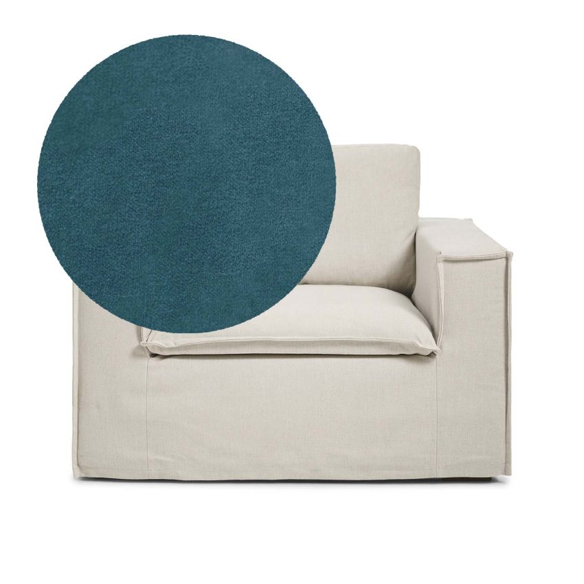 Luca Armchair Petrol is a spacious armchair in blue-green velvet from Melimeli