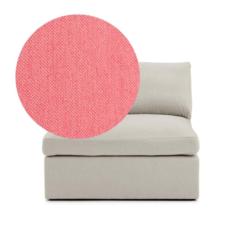 Lucie Armchair Coral is a spacious armchair in coral red chenille from Melimeli