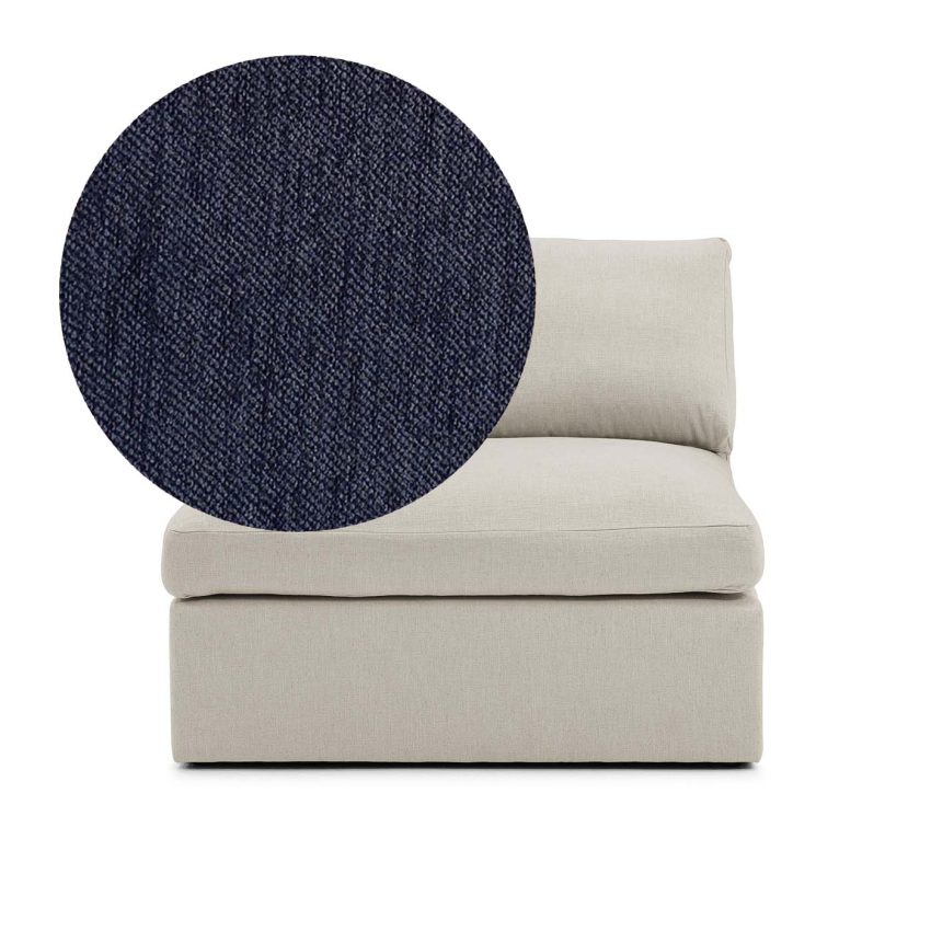 Lucie Armchair Midnight is a spacious armchair in dark blue chenille from Melimeli