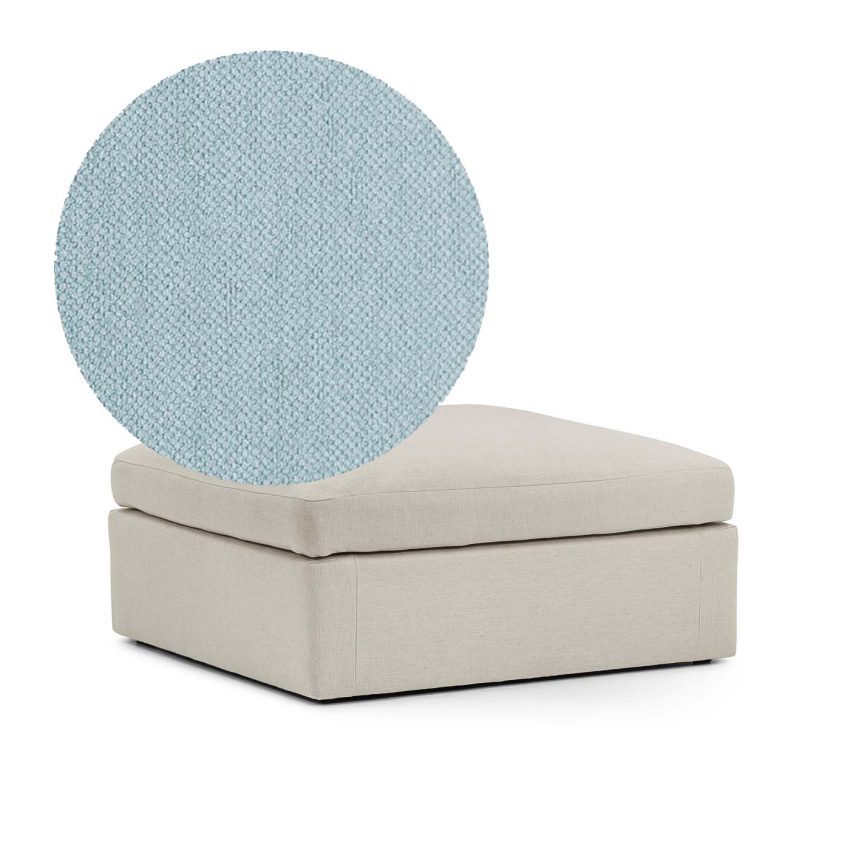 Lucie Footstool Baby Blue is a square footstool in light blue chenille from Melimeli