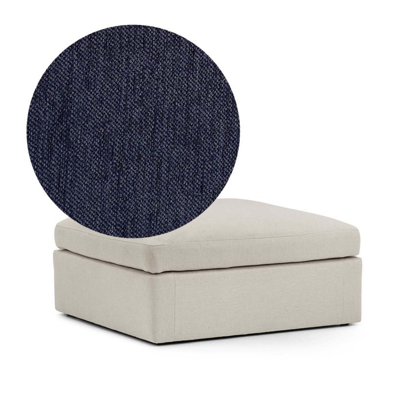 Lucie Footstool Midnight is a square footstool in dark blue chenille from Melimeli