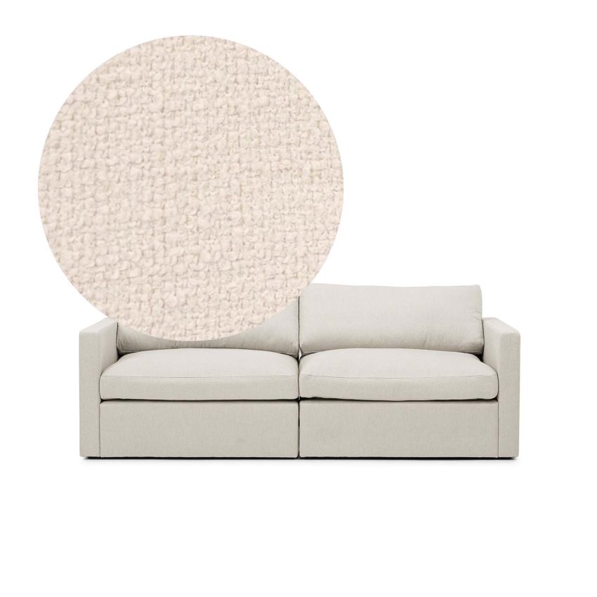 Lucie 2-Seat Sofa Eggshell is a spacious sofa in white bouclé from Melimeli