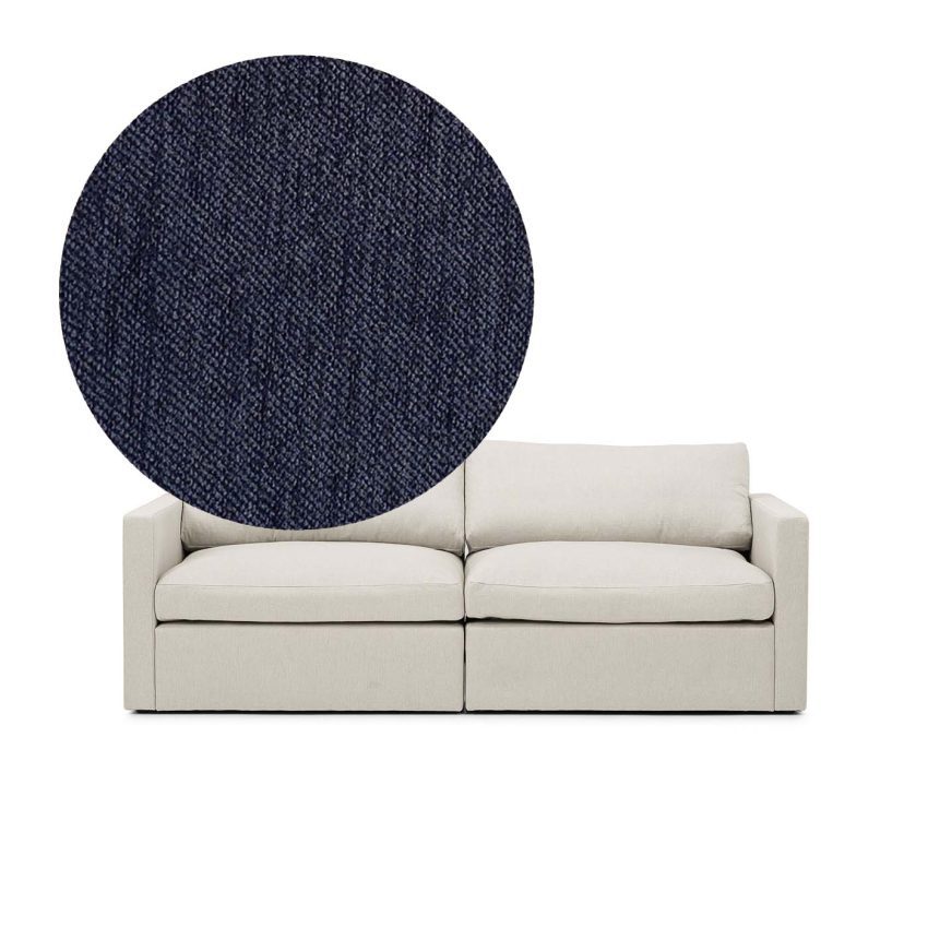 Lucie 2-Seater Midnight is a spacious sofa in dark blue chenille from Melimeli