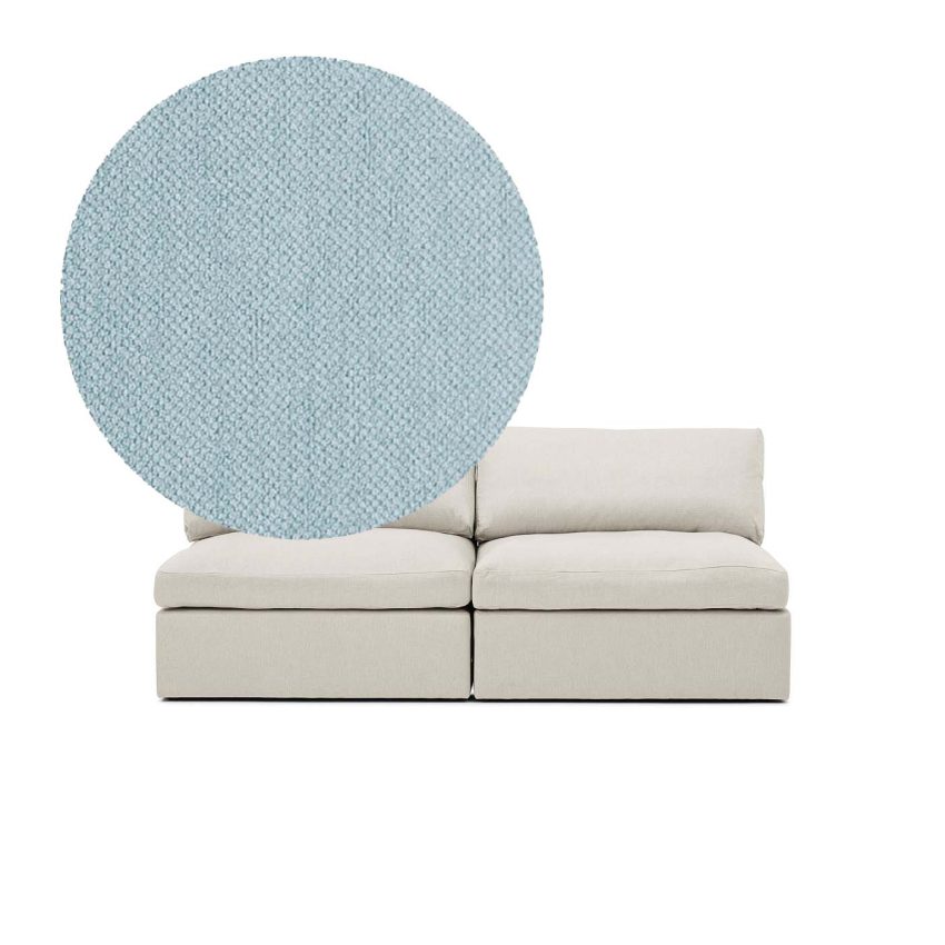 Lucie 2-Seater Sofa (without armrest) Baby Blue is a spacious sofa in light blue chenille from Melimeli