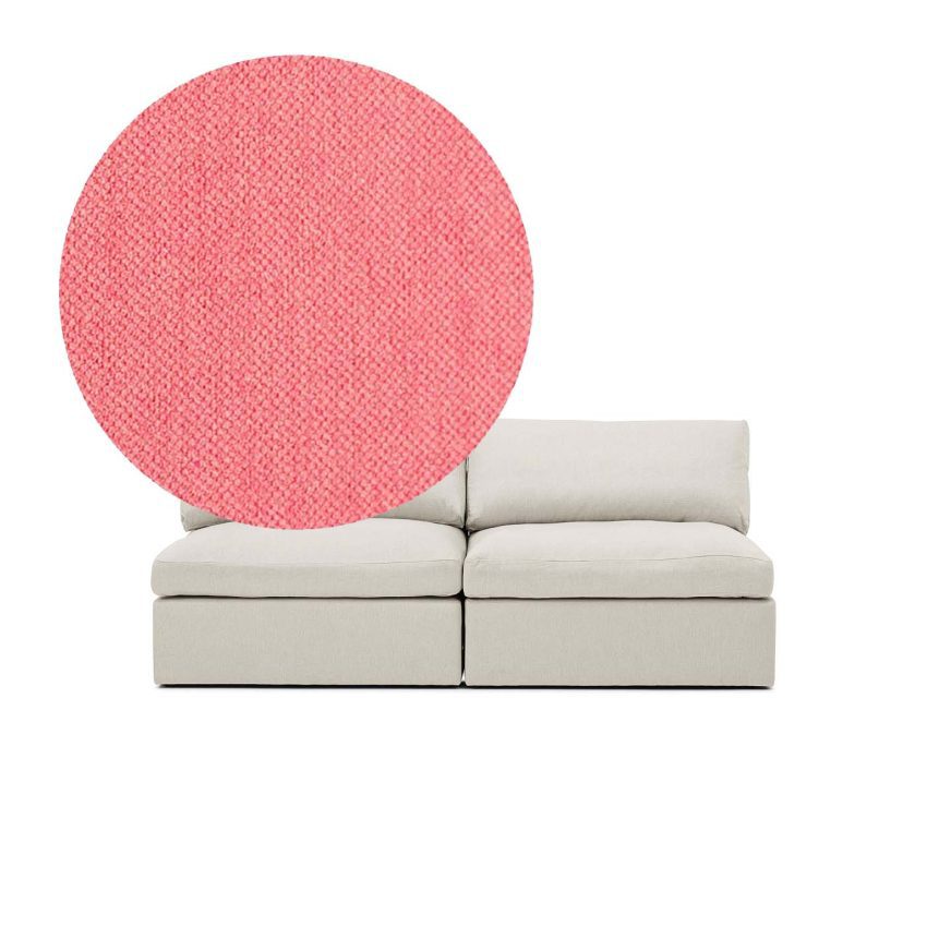 Lucie 2-seater sofa (without armrest) Coral is a spacious sofa in coral red chenille from Melimeli