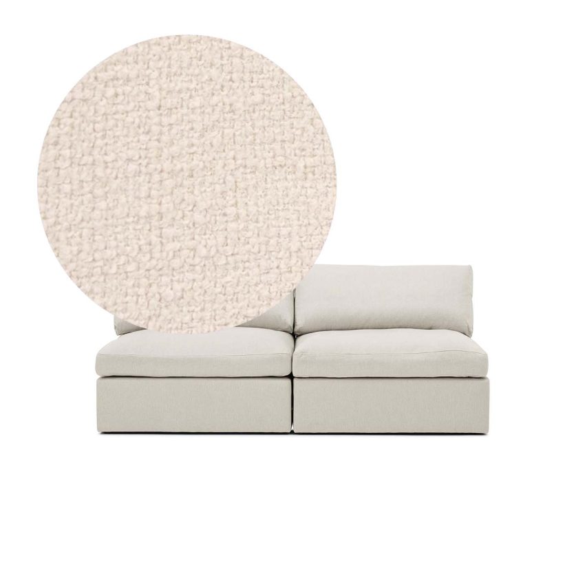 Lucie 2-Seat Sofa (without armrest) Eggshell is a spacious sofa in white bouclé from Melimeli