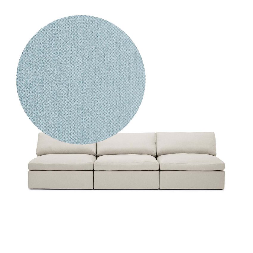 Lucie 3-Seat Sofa (without armrest) Baby Blue is a spacious sofa in light blue chenille from Melimeli